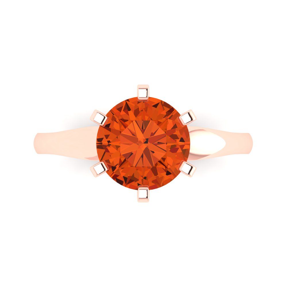 2.5 cttw Zirconia Simulated Red Diamond Solitaire  Engagement Ring - Solid Rose Gold (VVS1, Round Cut,8.5mm)