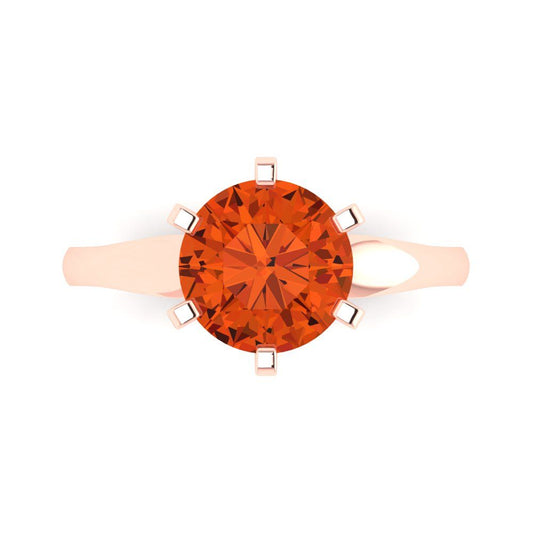2.5 cttw Zirconia Simulated Red Diamond Solitaire  Engagement Ring - Solid Rose Gold (VVS1, Round Cut,8.5mm)