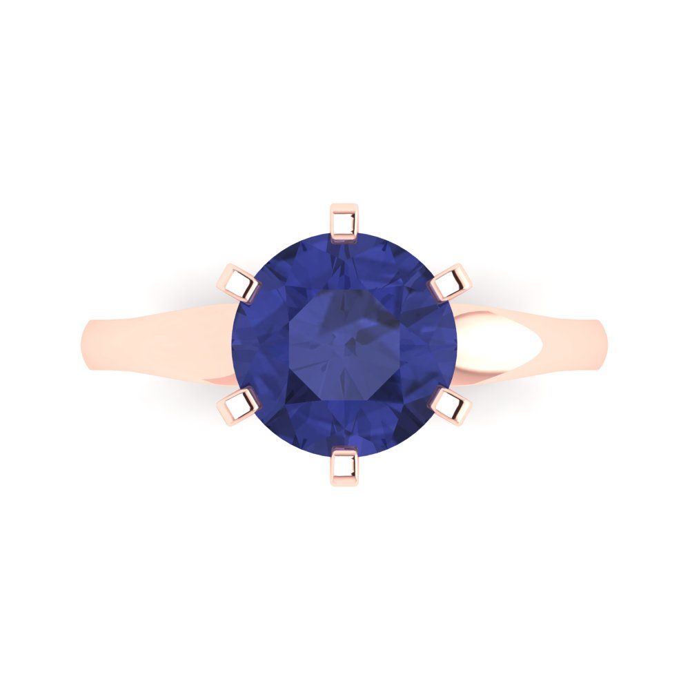 2.5 cttw Simulated Tanzanite Solitaire  Engagement Ring - Solid Gold (Round Cut,8.5mm)
