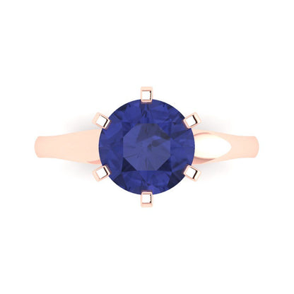 2.5 cttw Simulated Tanzanite Solitaire  Engagement Ring - Solid Gold (Round Cut,8.5mm)