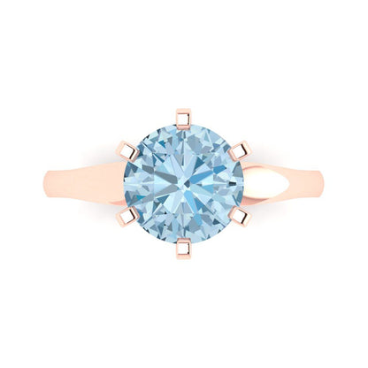 2.5 cttw Natural Aquamarine Solitaire  Engagement Ring - Solid Gold (Round Cut,8.5mm)