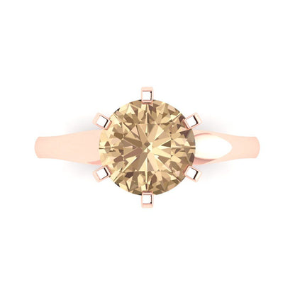 2.5 cttw Yellow Moissanite Solitaire  Engagement Ring - Solid Gold (Round Cut,8.5mm)