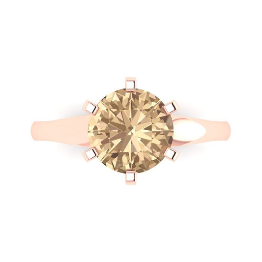 2.5 cttw Yellow Moissanite Solitaire  Engagement Ring - Solid Rose Gold (VVS1, Round Cut,8.5mm)