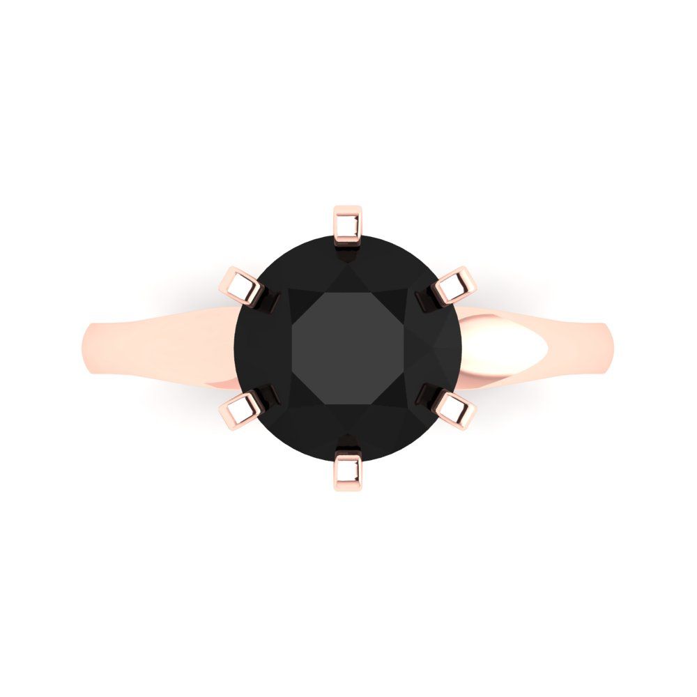 2.5 cttw Natural Onyx Solitaire  Engagement Ring - Solid Gold (Round Cut,8.5mm)