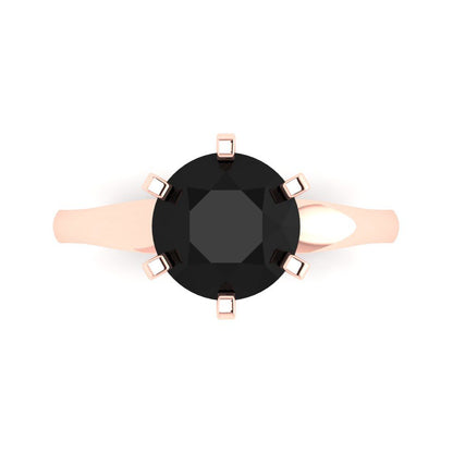 2.5 cttw Natural Onyx Solitaire  Engagement Ring - Solid Gold (Round Cut,8.5mm)