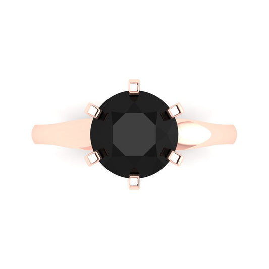 2.5 cttw Natural Onyx Solitaire  Engagement Ring - Solid Rose Gold (VVS1, Round Cut,8.5mm)