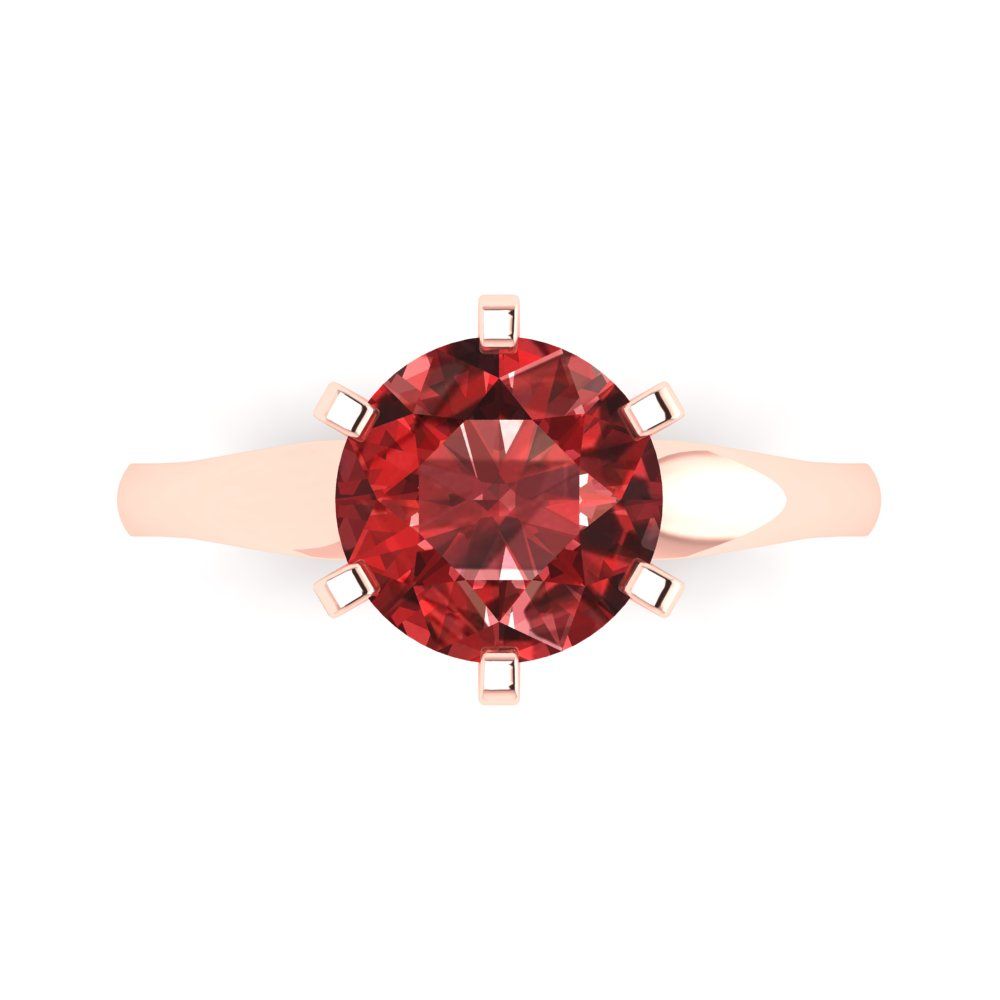 2.5 cttw Natural Garnet Solitaire  Engagement Ring - Solid Rose Gold (VVS1, Round Cut,8.5mm)