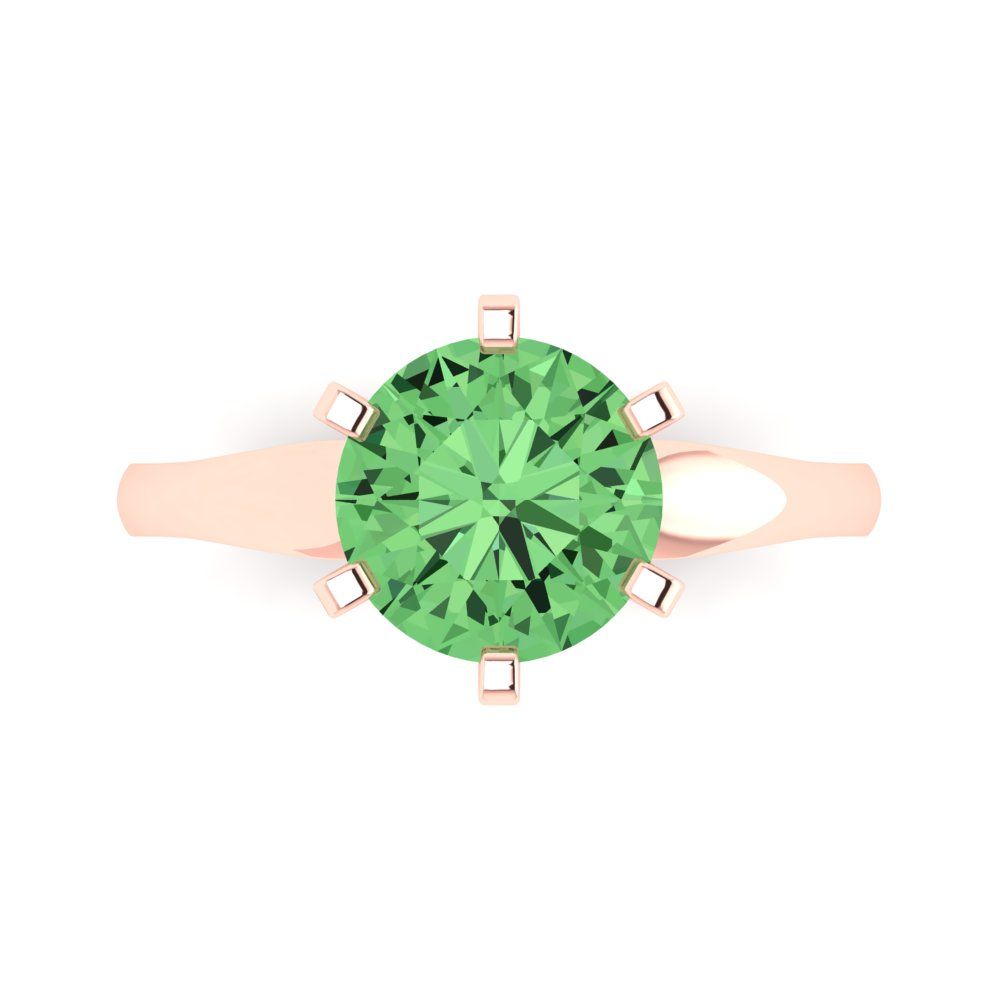 2.5 cttw Zirconia Simulated Green Diamond Solitaire  Engagement Ring - Solid Gold (VVS1, Round Cut,8.5mm)
