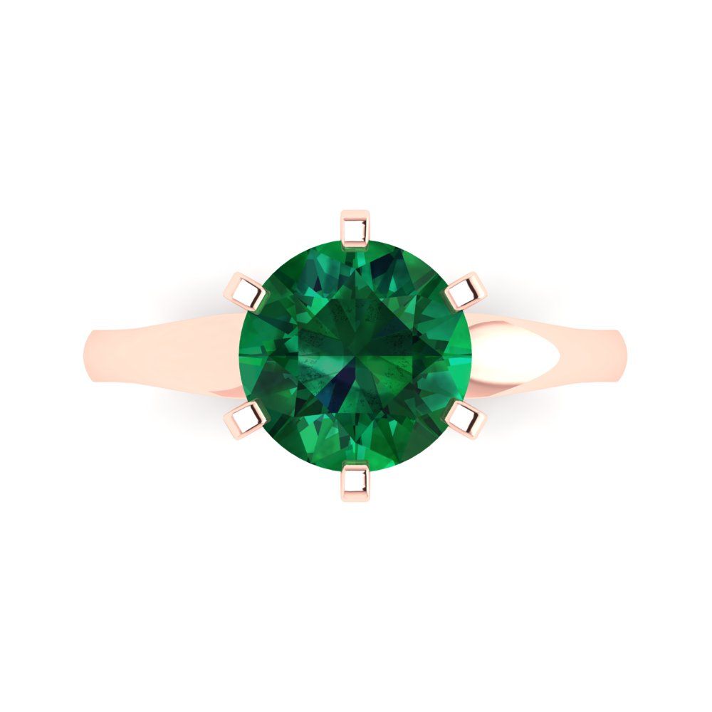 2.5 cttw Simulated Emerald Solitaire  Engagement Ring - Solid Gold (Round Cut,8.5mm)