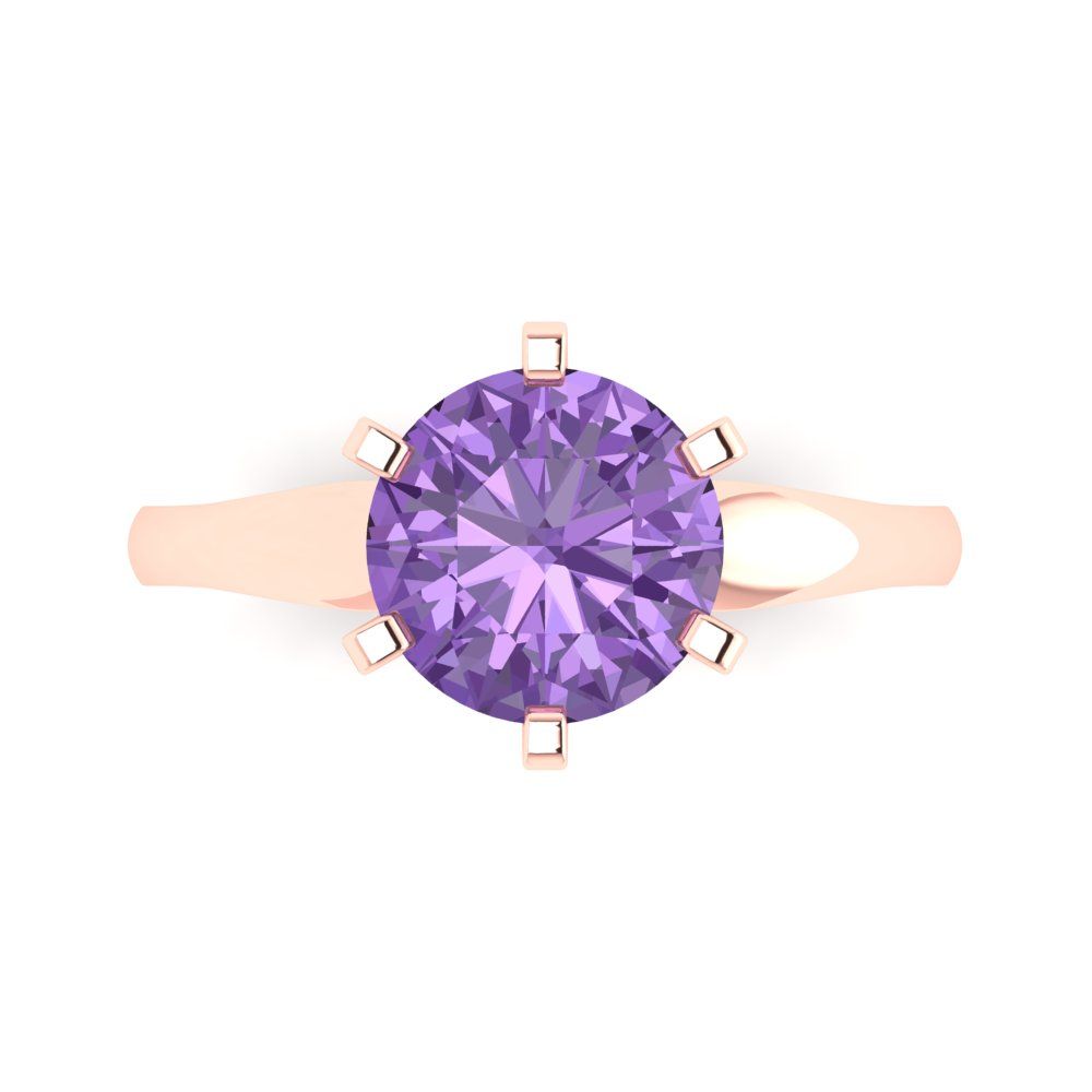 2.5 cttw Simulated Alexandrite Solitaire  Engagement Ring - Solid Rose Gold (VVS1, Round Cut,8.5mm)