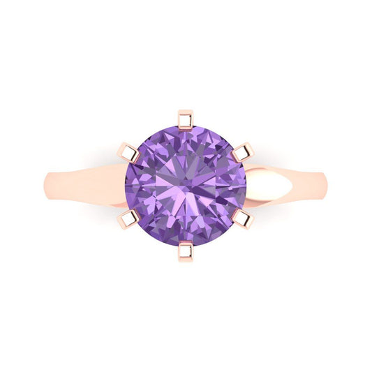 2.5 cttw Simulated Alexandrite Solitaire  Engagement Ring - Solid Rose Gold (VVS1, Round Cut,8.5mm)