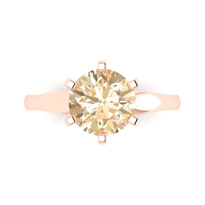 2.5 cttw Natural Morganite Solitaire  Engagement Ring - Solid Gold (Round Cut,8.5mm)
