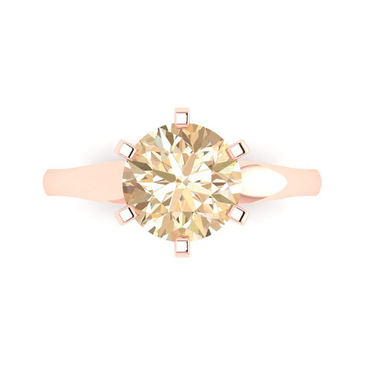 2.5 cttw Natural Morganite Solitaire  Engagement Ring - Solid Rose Gold (VVS1, Round Cut,8.5mm)