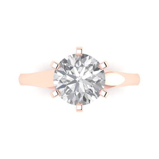 2.5 cttw Moissanite Solitaire  Engagement Ring - Solid Rose Gold (VVS1, Round Cut,8.5mm)