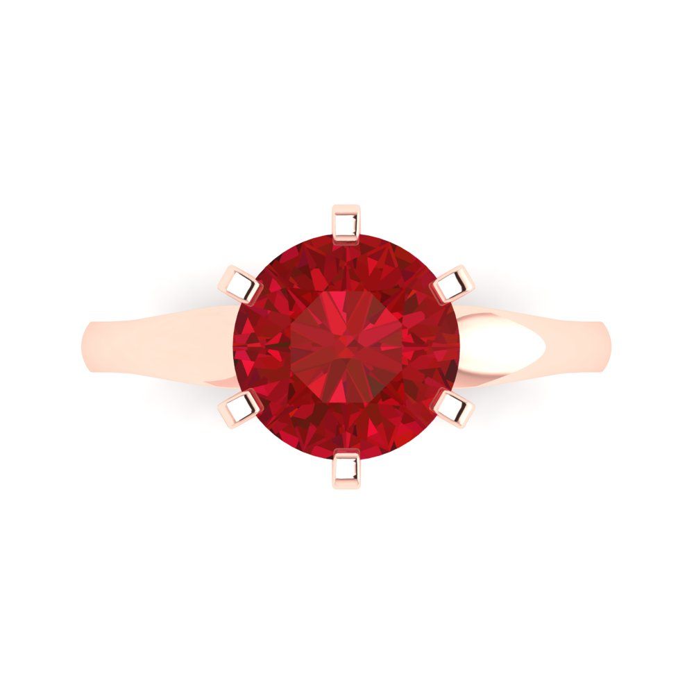 2.5 cttw Simulated Ruby Solitaire  Engagement Ring - Solid Rose Gold (VVS1, Round Cut,8.5mm)