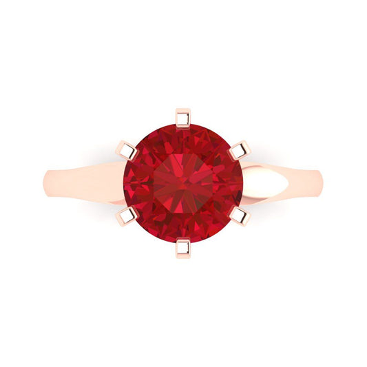2.5 cttw Simulated Ruby Solitaire  Engagement Ring - Solid Rose Gold (VVS1, Round Cut,8.5mm)