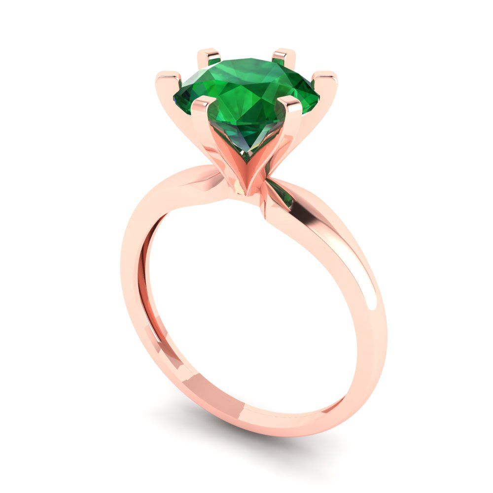2.5 cttw Simulated Emerald Solitaire  Engagement Ring - Solid Gold (Round Cut,8.5mm)