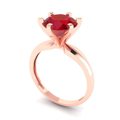 2.5 cttw Simulated Ruby Solitaire  Engagement Ring - Solid Rose Gold (VVS1, Round Cut,8.5mm)