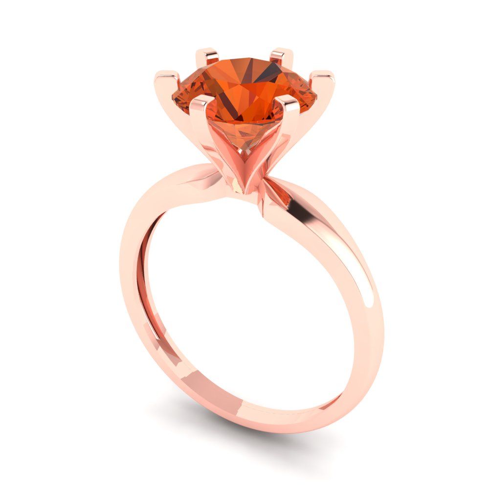 2.5 cttw Zirconia Simulated Red Diamond Solitaire  Engagement Ring - Solid Rose Gold (VVS1, Round Cut,8.5mm)