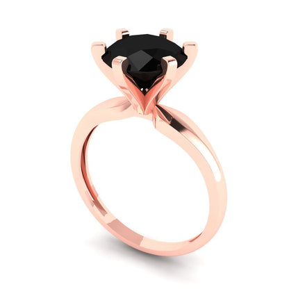 2.5 cttw Natural Onyx Solitaire  Engagement Ring - Solid Gold (Round Cut,8.5mm)
