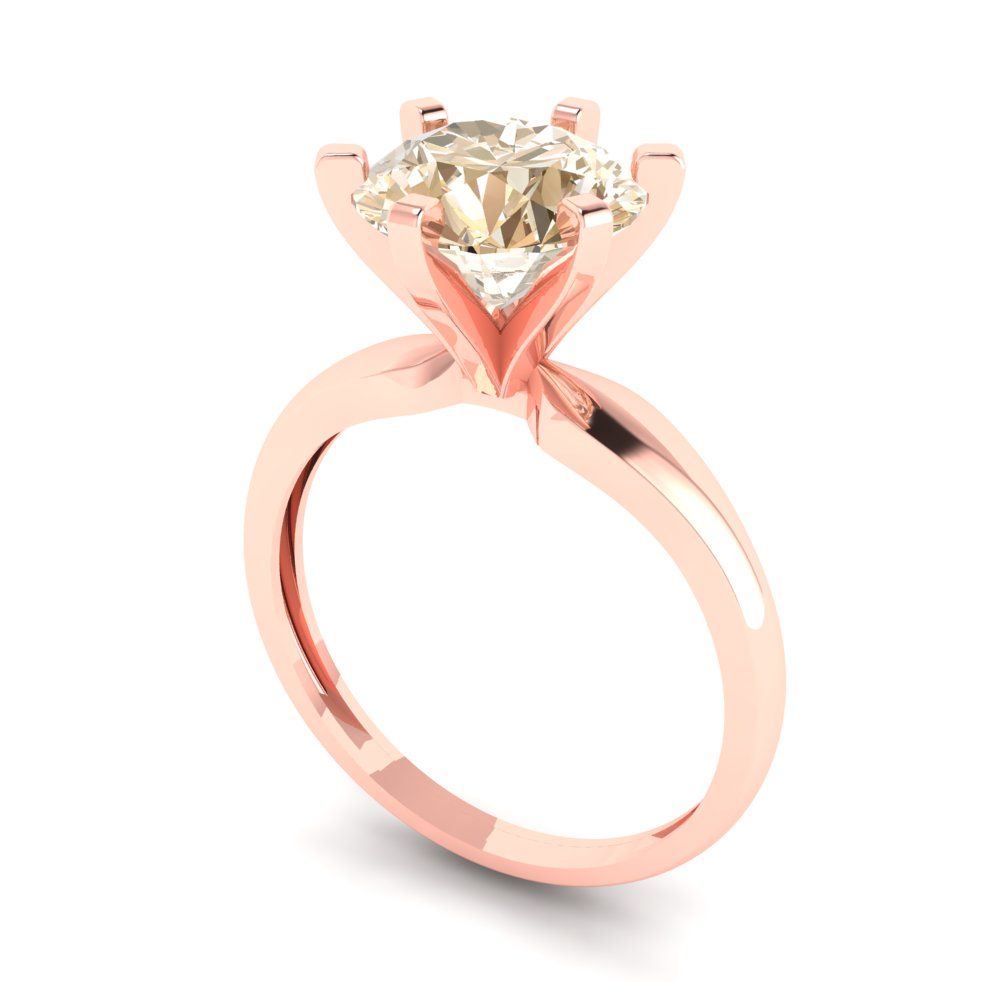 2.5 cttw Natural Morganite Solitaire  Engagement Ring - Solid Gold (Round Cut,8.5mm)