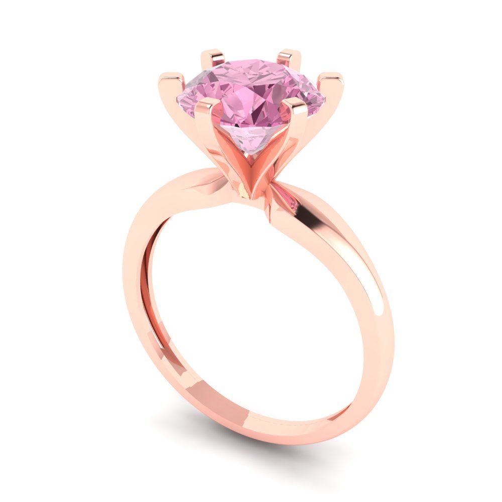 2.5 cttw Zirconia Simulated Pink Diamond Solitaire  Engagement Ring - Solid Gold (VVS1, Round Cut,8.5mm)