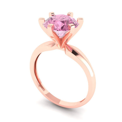 2.5 cttw Zirconia Simulated Pink Diamond Solitaire  Engagement Ring - Solid Gold (VVS1, Round Cut,8.5mm)