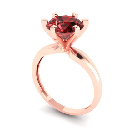 2.5 cttw Natural Garnet Solitaire  Engagement Ring - Solid Rose Gold (VVS1, Round Cut,8.5mm)