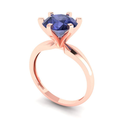 2.5 cttw Simulated Tanzanite Solitaire  Engagement Ring - Solid Gold (Round Cut,8.5mm)