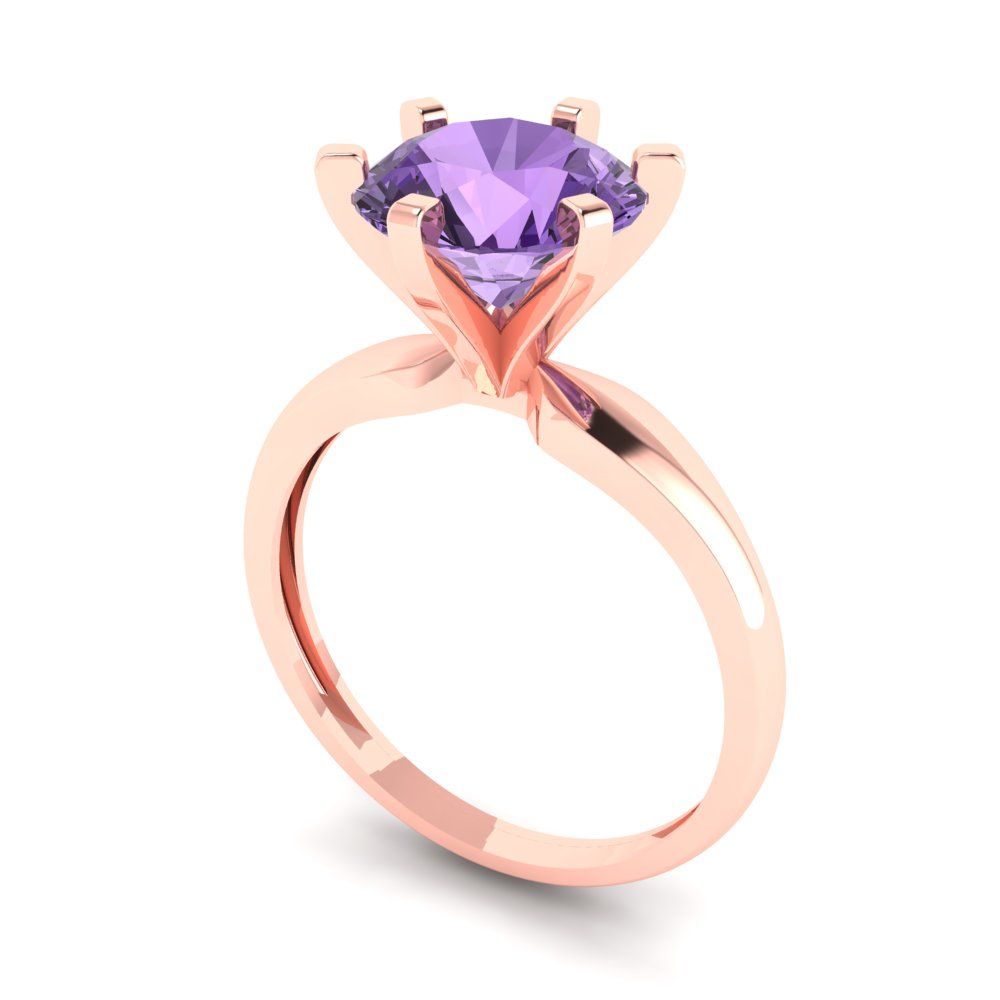 2.5 cttw Simulated Alexandrite Solitaire  Engagement Ring - Solid Rose Gold (VVS1, Round Cut,8.5mm)