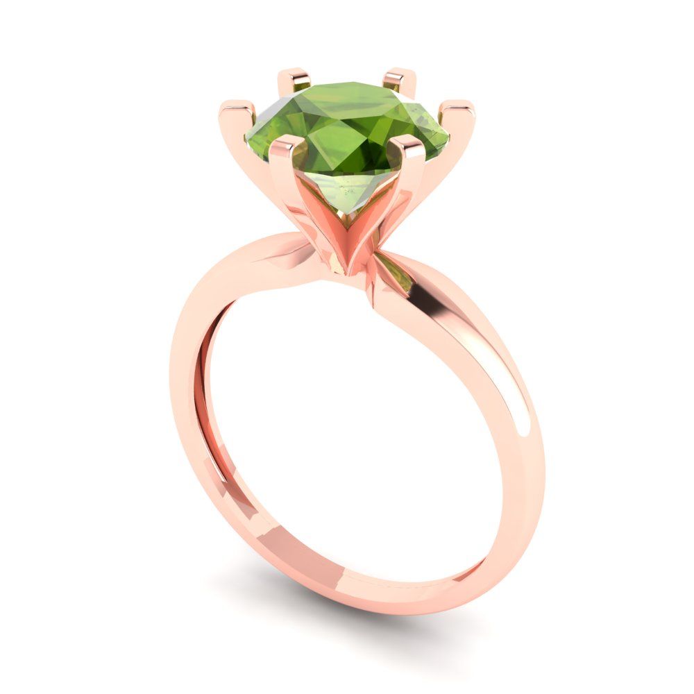 2.5 cttw Natural Peridot Solitaire  Engagement Ring - Solid Gold (Round Cut,8.5mm)