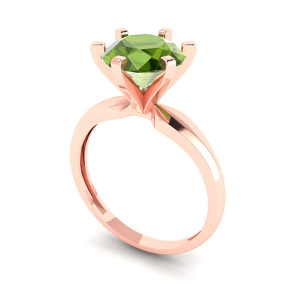 2.5 cttw Natural Peridot Solitaire  Engagement Ring - Solid Gold (Round Cut,8.5mm)