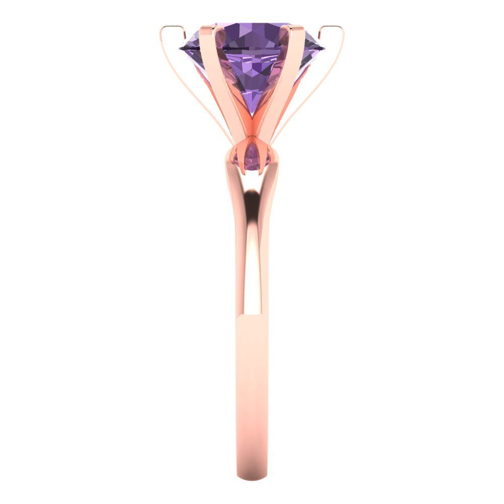 2.5 cttw Simulated Alexandrite Solitaire  Engagement Ring - Solid Rose Gold (VVS1, Round Cut,8.5mm)
