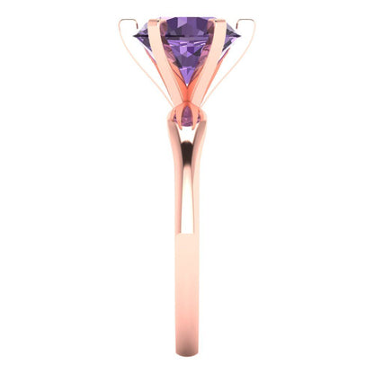 2.5 cttw Simulated Alexandrite Solitaire  Engagement Ring - Solid Rose Gold (VVS1, Round Cut,8.5mm)