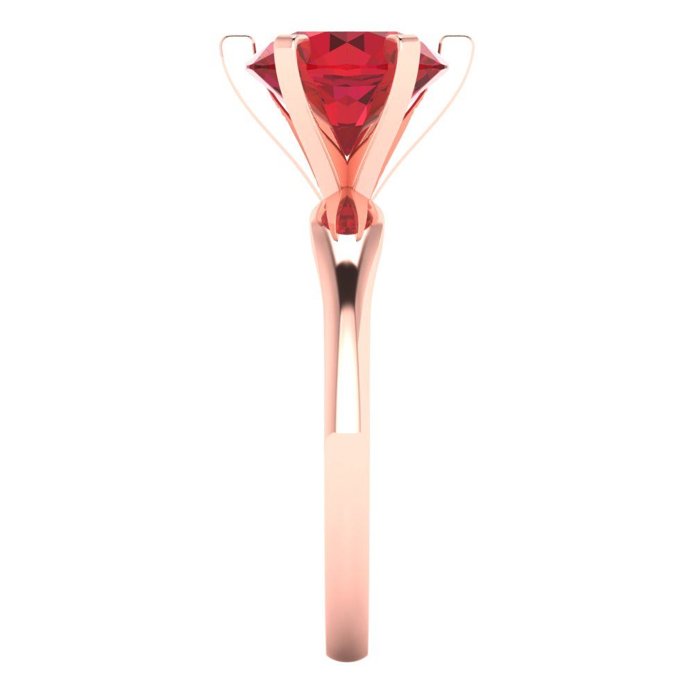 2.5 cttw Simulated Ruby Solitaire  Engagement Ring - Solid Rose Gold (VVS1, Round Cut,8.5mm)