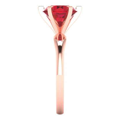 2.5 cttw Simulated Ruby Solitaire  Engagement Ring - Solid Rose Gold (VVS1, Round Cut,8.5mm)