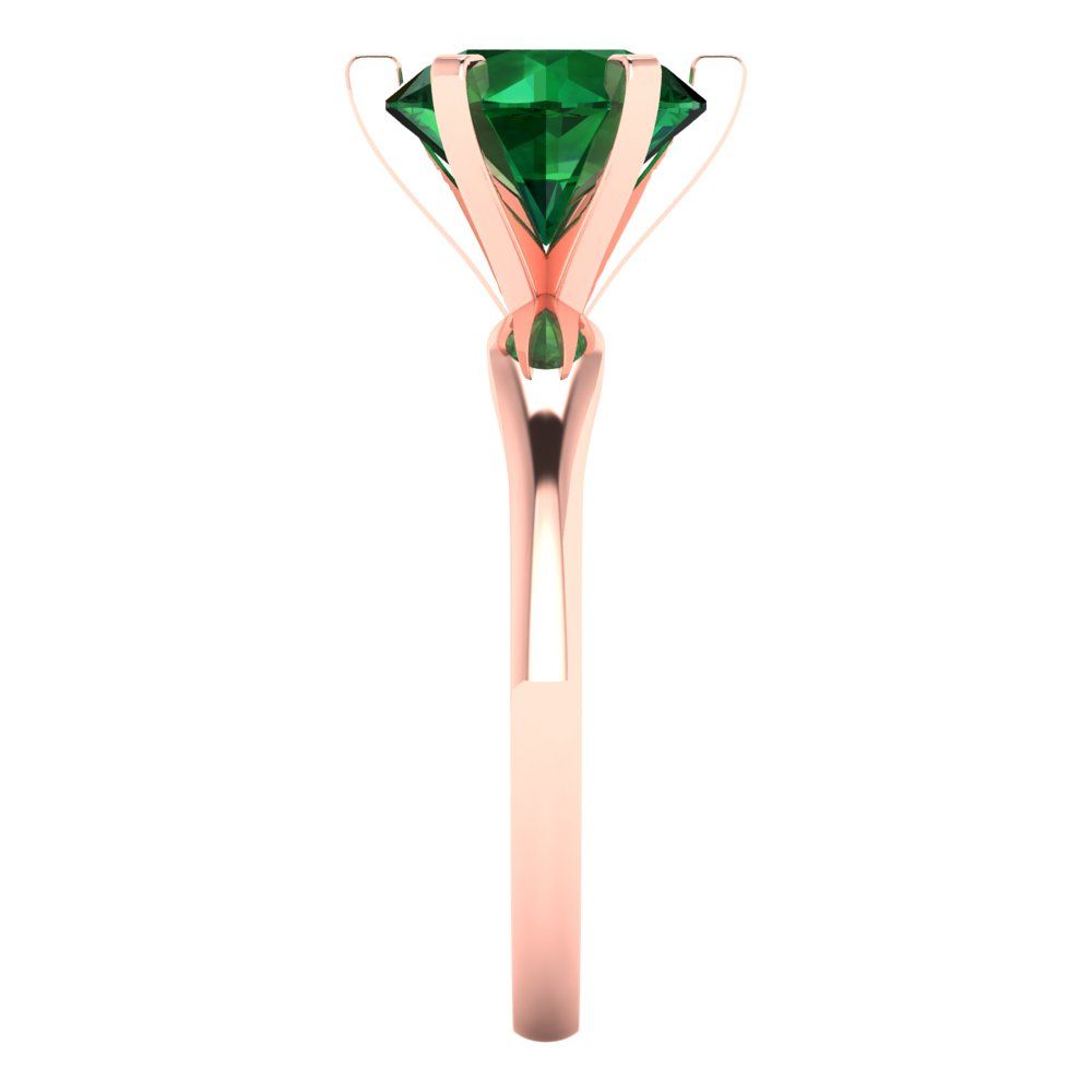 2.5 cttw Simulated Emerald Solitaire  Engagement Ring - Solid Gold (Round Cut,8.5mm)