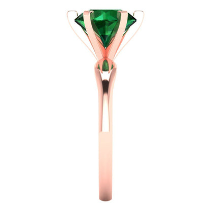 2.5 cttw Simulated Emerald Solitaire  Engagement Ring - Solid Gold (Round Cut,8.5mm)