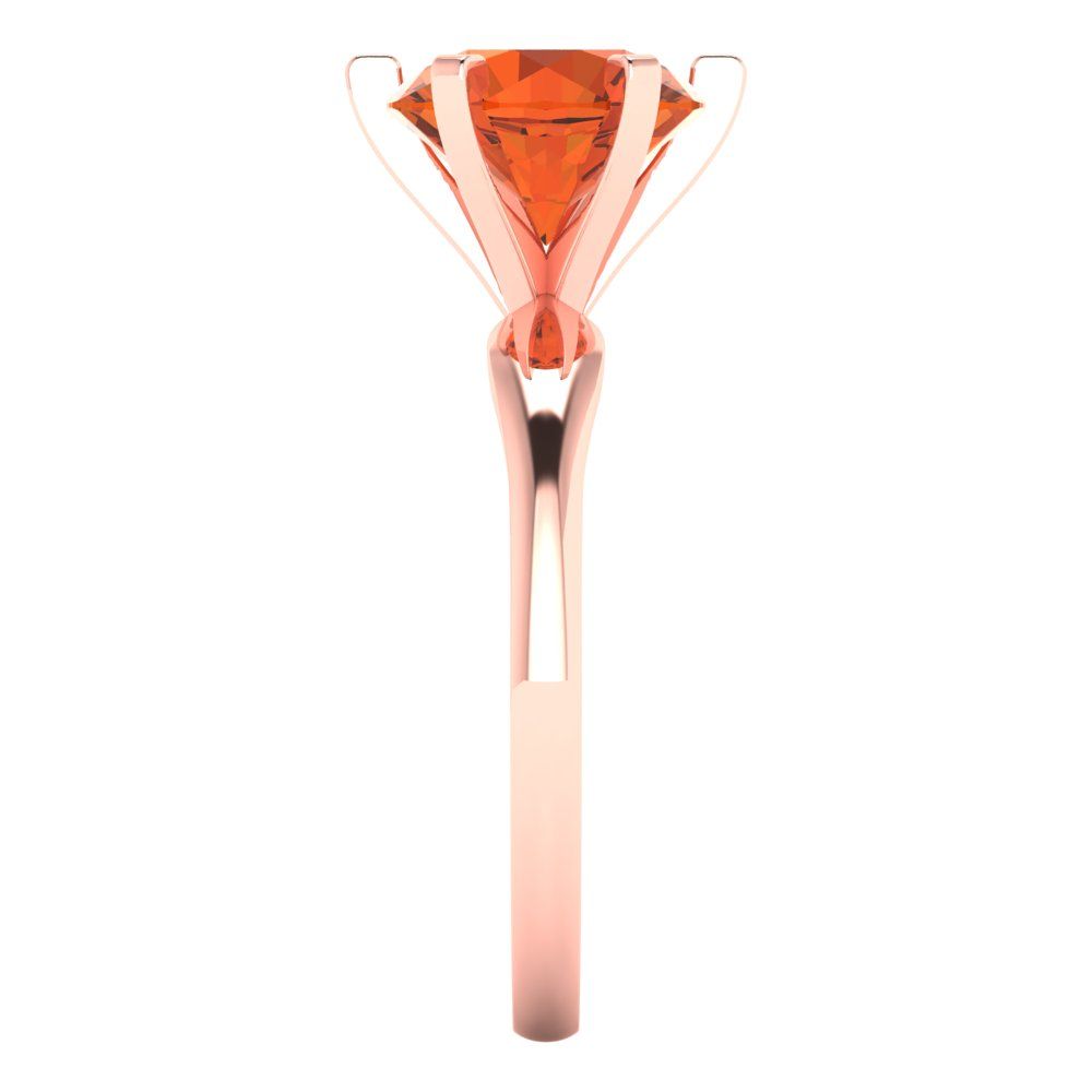 2.5 cttw Zirconia Simulated Red Diamond Solitaire  Engagement Ring - Solid Rose Gold (VVS1, Round Cut,8.5mm)