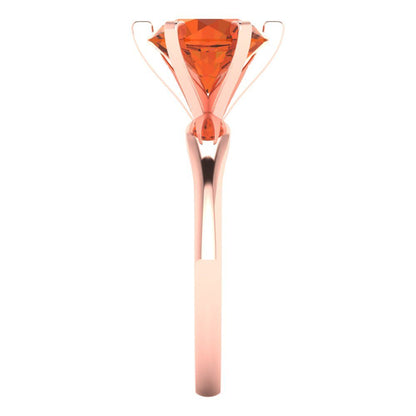 2.5 cttw Zirconia Simulated Red Diamond Solitaire  Engagement Ring - Solid Rose Gold (VVS1, Round Cut,8.5mm)