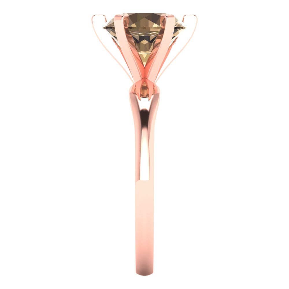 2.5 cttw Zirconia Simulated Champagne Diamond Solitaire  Engagement Ring - Solid Gold (VVS1, Round Cut,8.5mm)