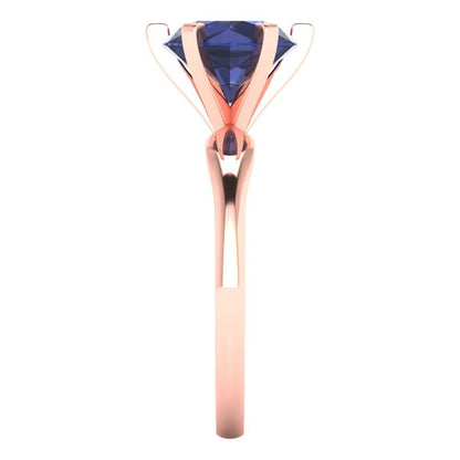 2.5 cttw Simulated Blue Sapphire Solitaire  Engagement Ring - Solid Gold (Round Cut,8.5mm)