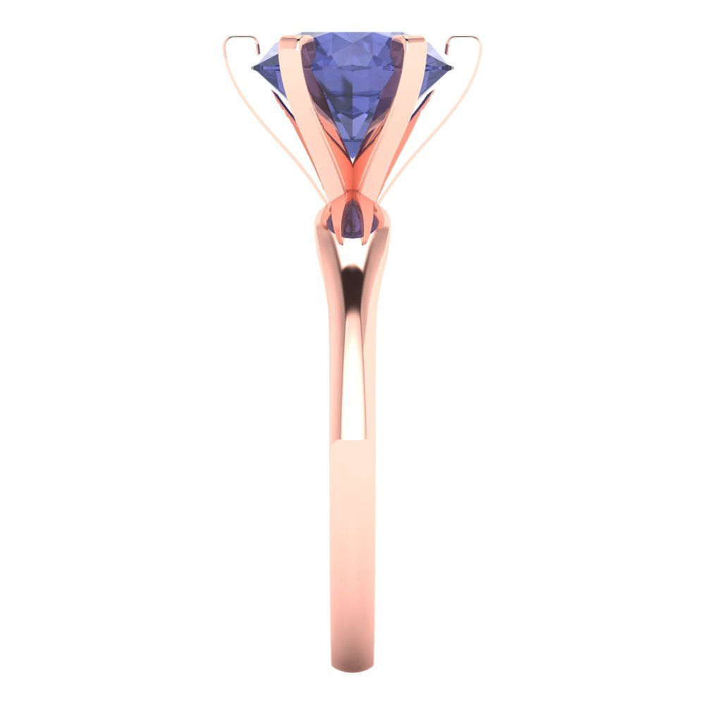 2.5 cttw Simulated Tanzanite Solitaire  Engagement Ring - Solid Gold (Round Cut,8.5mm)