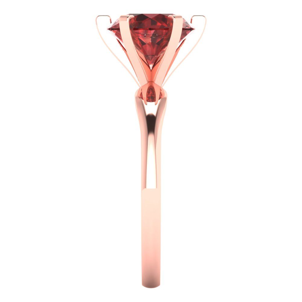 2.5 cttw Natural Garnet Solitaire  Engagement Ring - Solid Rose Gold (VVS1, Round Cut,8.5mm)