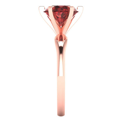 2.5 cttw Natural Garnet Solitaire  Engagement Ring - Solid Rose Gold (VVS1, Round Cut,8.5mm)