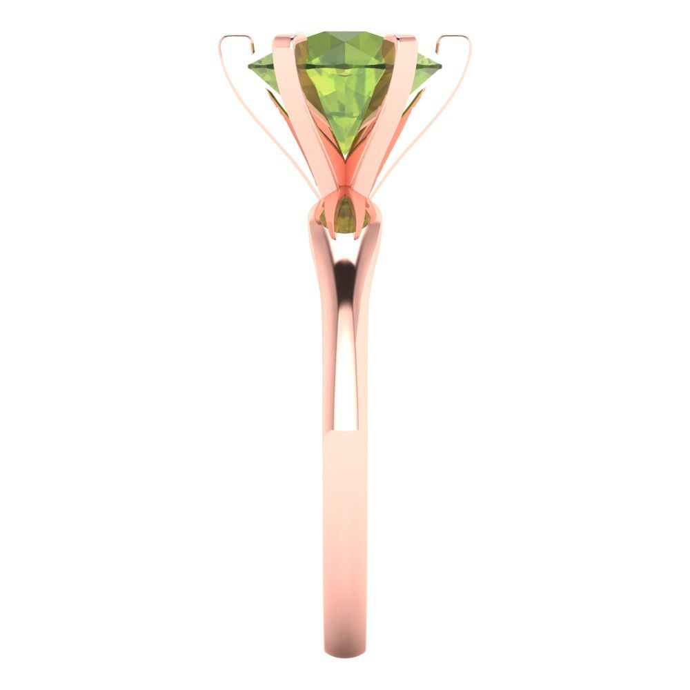 2.5 cttw Natural Peridot Solitaire  Engagement Ring - Solid Gold (Round Cut,8.5mm)