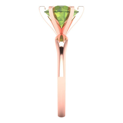 2.5 cttw Natural Peridot Solitaire  Engagement Ring - Solid Gold (Round Cut,8.5mm)