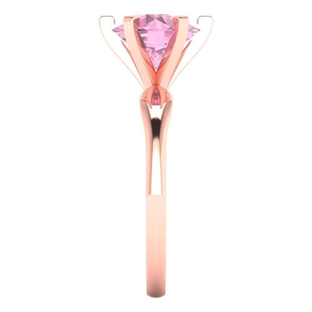 2.5 cttw Zirconia Simulated Pink Diamond Solitaire  Engagement Ring - Solid Gold (VVS1, Round Cut,8.5mm)