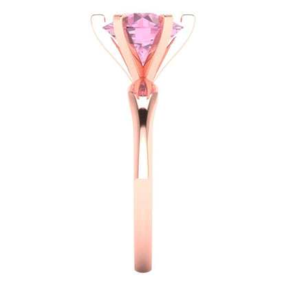 2.5 cttw Zirconia Simulated Pink Diamond Solitaire  Engagement Ring - Solid Gold (VVS1, Round Cut,8.5mm)