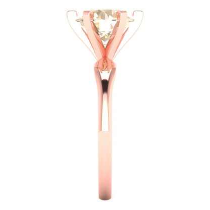 2.5 cttw Natural Morganite Solitaire  Engagement Ring - Solid Gold (Round Cut,8.5mm)